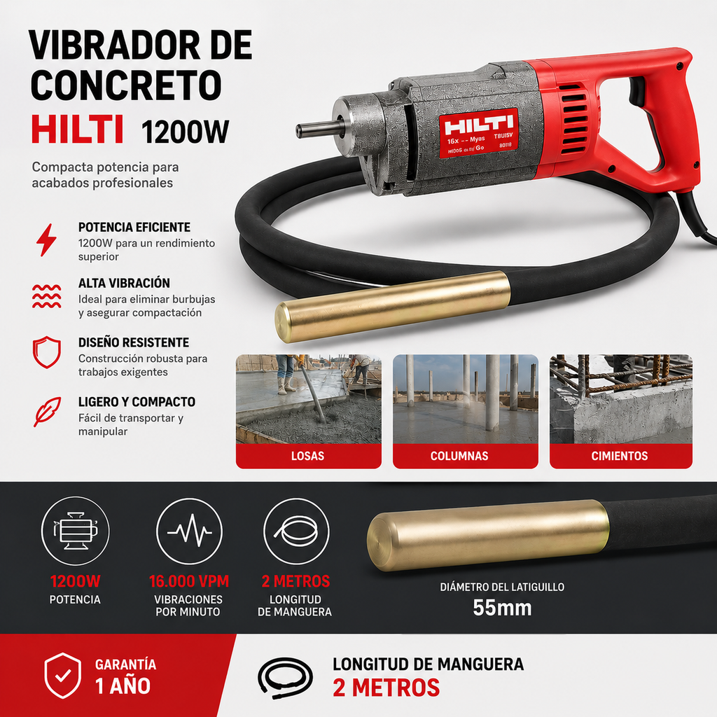 Vibrador de Concreto Industrial HILTI 1200W