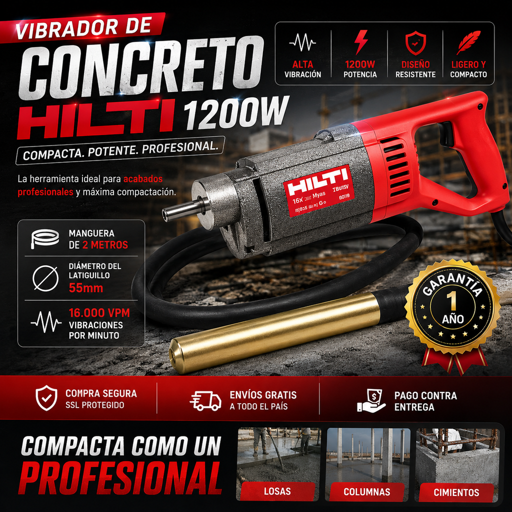 Vibrador de Concreto Industrial HILTI 1200W