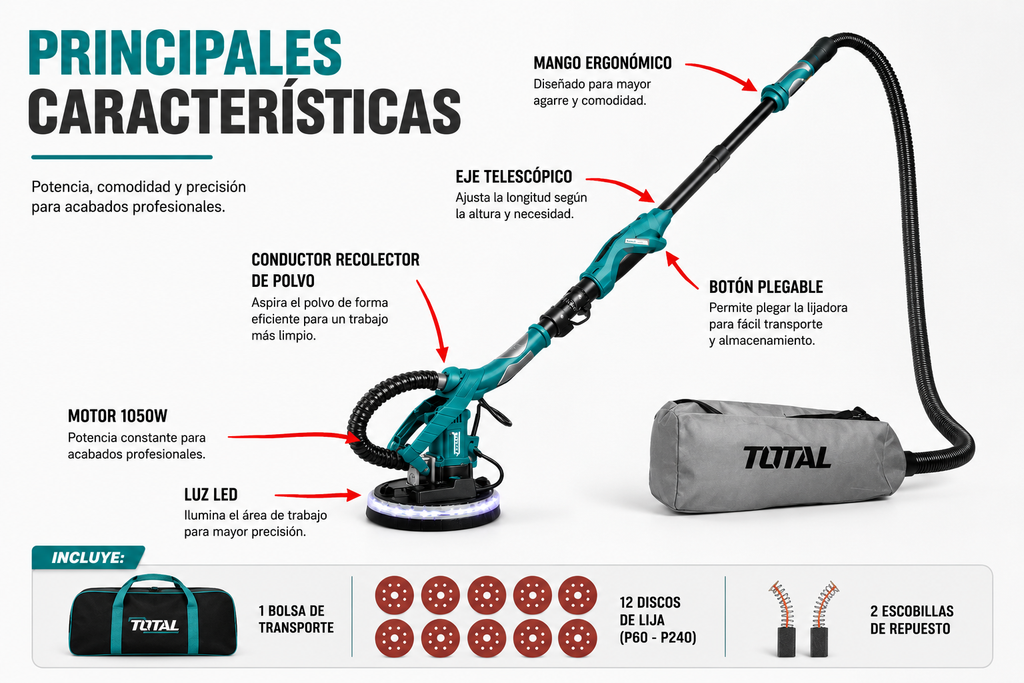 Lijadora de Pared y Techo Total 1050W Original